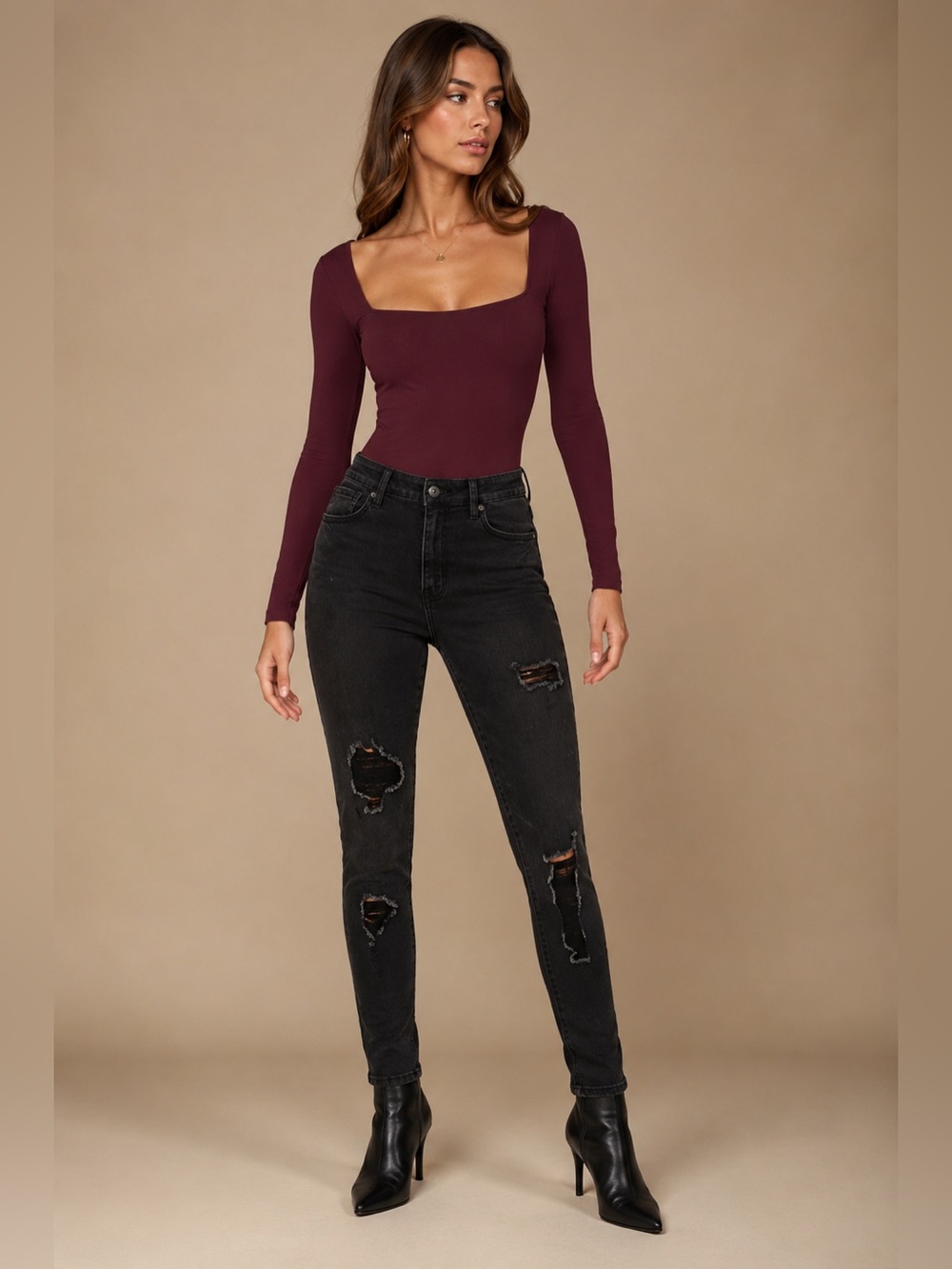 Fashion Nova Women’s 7/28 Black Distressed Skinny Jeans Ripped Denim